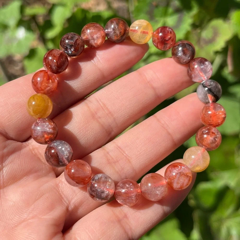 9mm stretchable fire Quartz golden healer bracelet‎